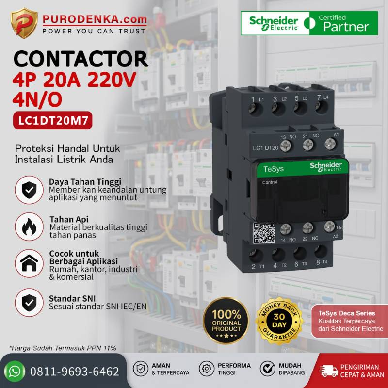 SCHNEIDER Kontaktor LC1DT20M7 4P 20A 220VAC