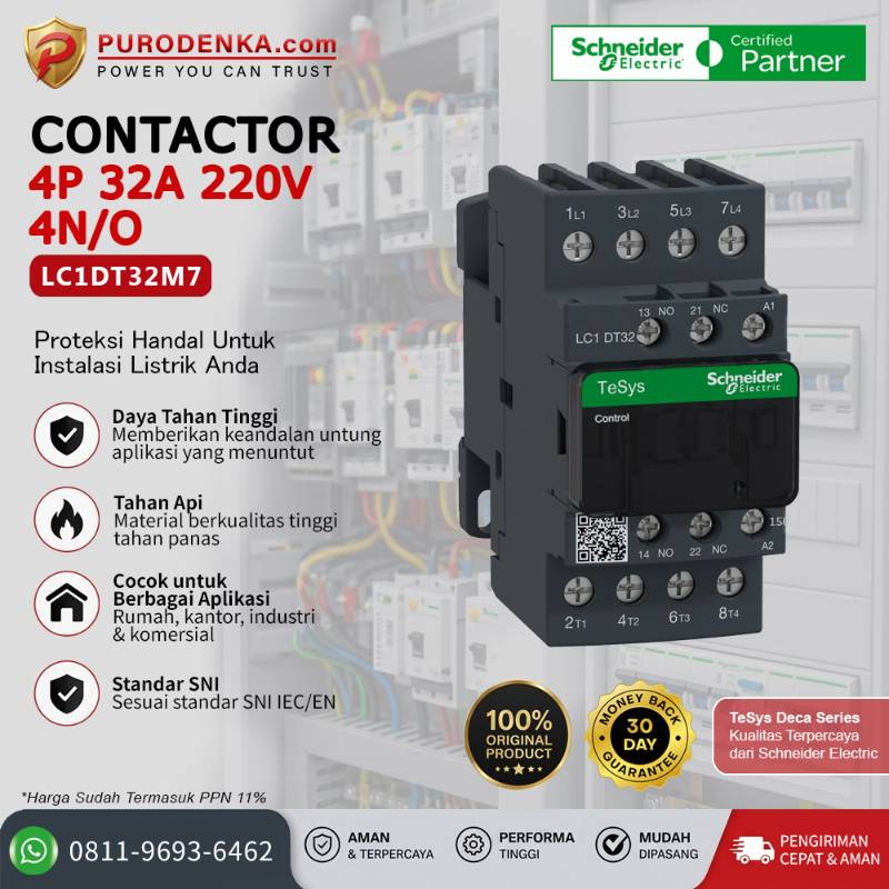 SCHNEIDER Kontaktor LC1DT32M7 4P 32A 220VAC