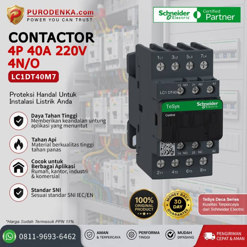 SCHNEIDER Kontaktor LC1DT40M7 4P 40A 220VAC