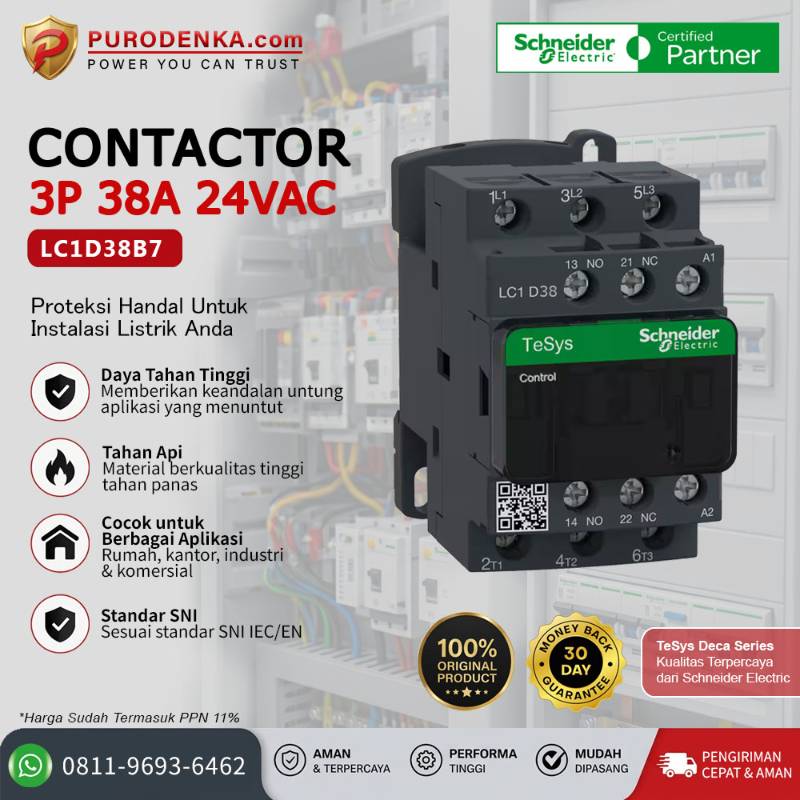 SCHNEIDER Kontaktor LC1D38B7 3P 38A 24VAC