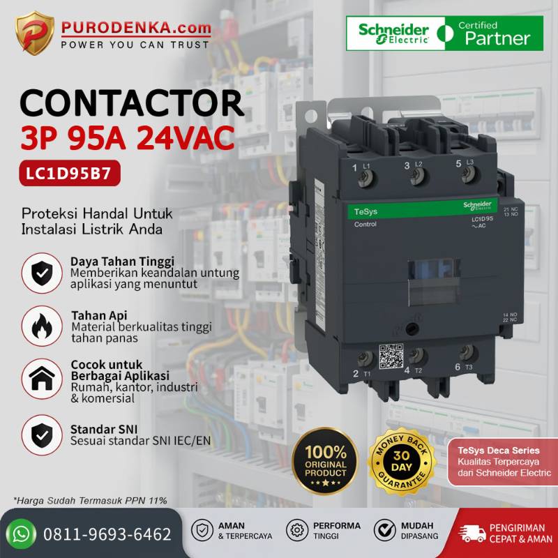 SCHNEIDER Kontaktor LC1D95B7 3P 95A 24VAC