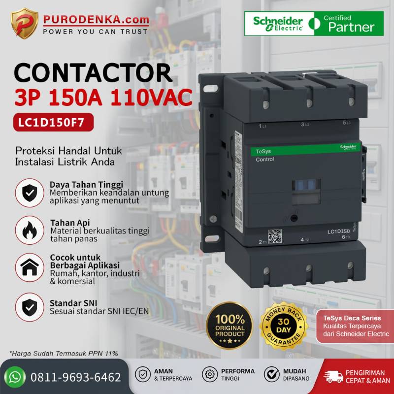SCHNEIDER Kontaktor LC1D150F7 3P 150A 110VAC
