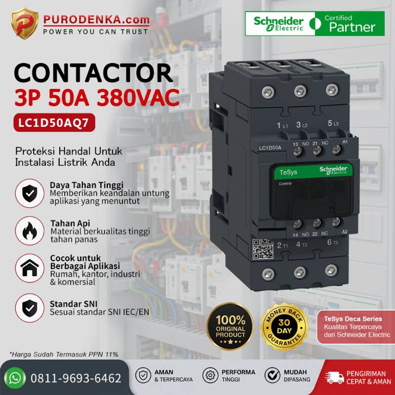 SCHNEIDER Kontaktor LC1D50AQ7 3P 50A 380VAC