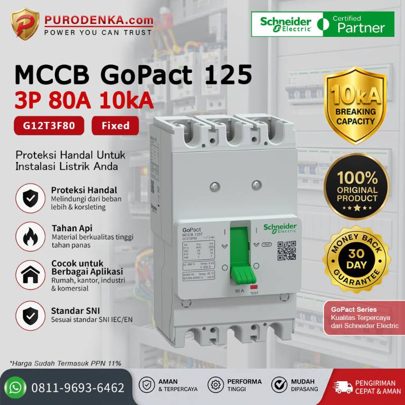 SCHNEIDER MCCB GoPact 125 3P 80A 10kA G12T3F80