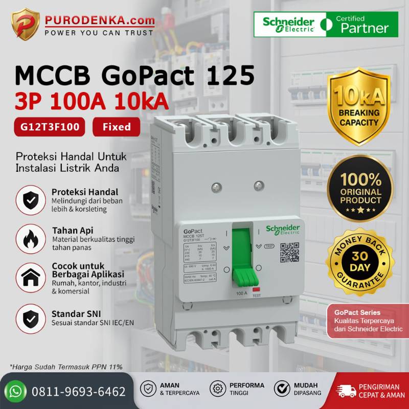 SCHNEIDER MCCB GoPact 125 3P 100A 10kA G12T3F100