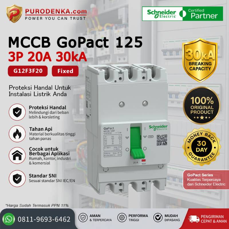 SCHNEIDER MCCB GoPact 125 3P 20A 30kA G12F3F20