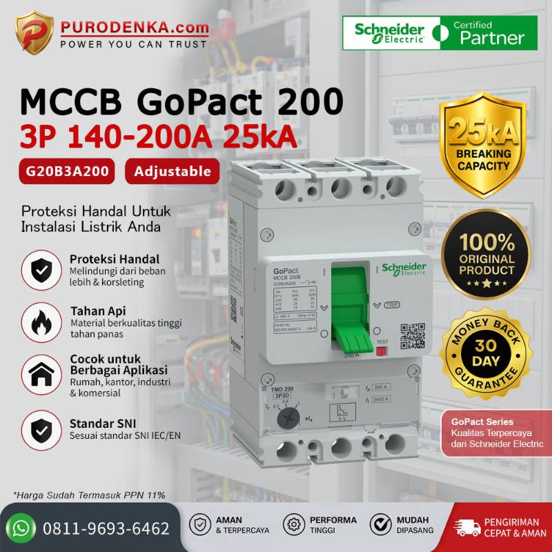 SCHNEIDER MCCB GoPact 200 3P 200A 25kA G20B3A200