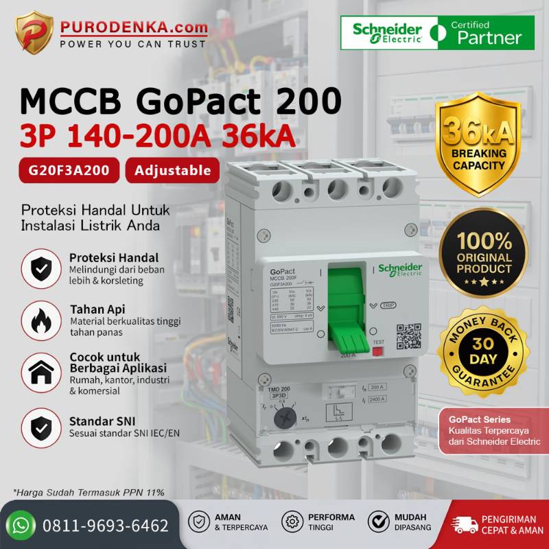 SCHNEIDER MCCB GoPact 200 3P 200A 36kA G20F3A200