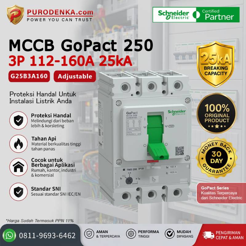 SCHNEIDER MCCB GoPact 250 3P 160A 25kA G25B3A160