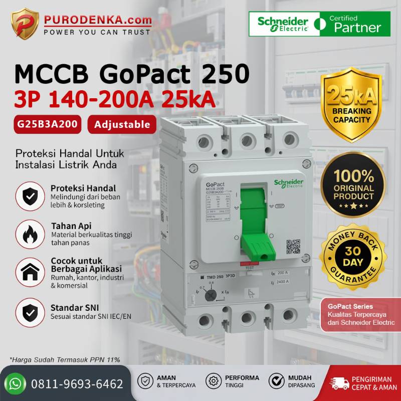 SCHNEIDER MCCB GoPact 250 3P 200A 25kA G25B3A200
