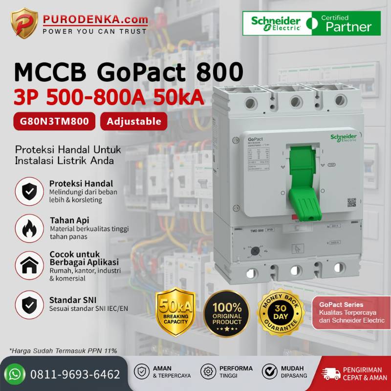 SCHNEIDER MCCB GoPact 800 3P 800A 50kA G80N3TM800