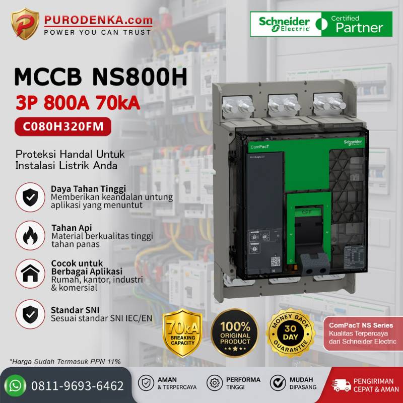 SCHNEIDER MCCB NS800H 3P 800A 70kA C080H320FM