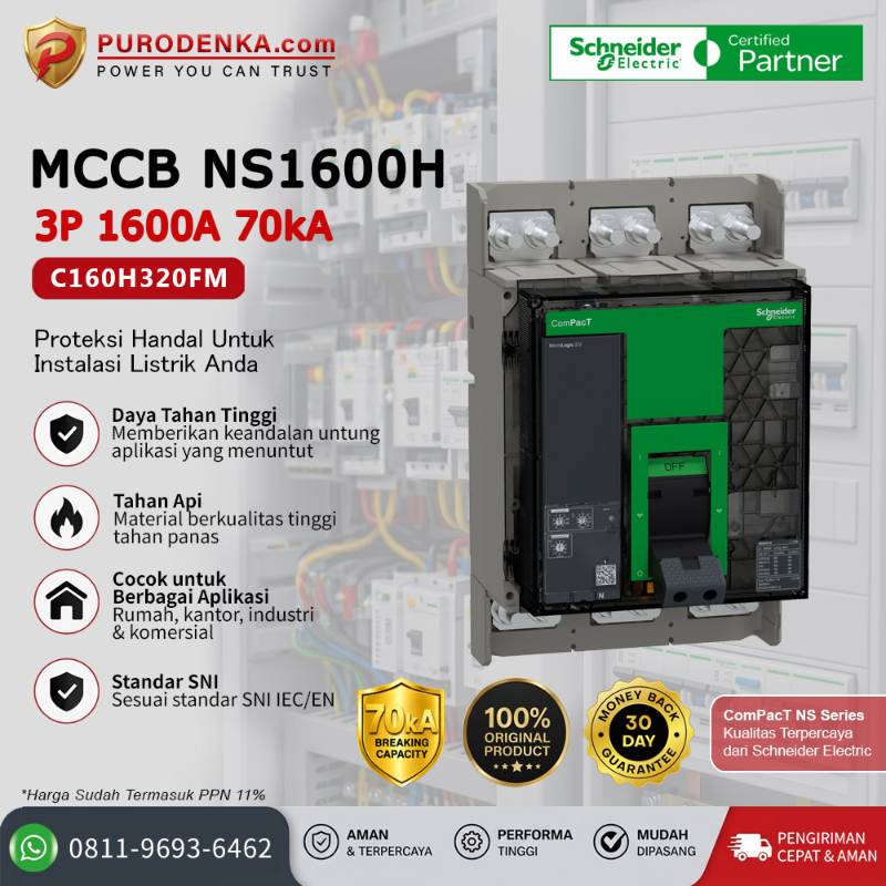 SCHNEIDER MCCB NS1600H 3P 1600A 70kA C160H320FM