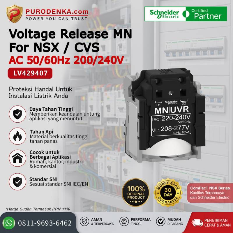 SCHNEIDER Under Voltage Release MN 200-240V AC LV429407
