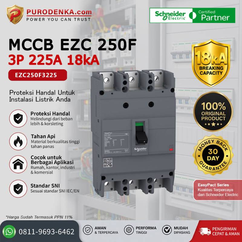SCHNEIDER MCCB EZC250F 3P 225A 18kA EZC250F3225