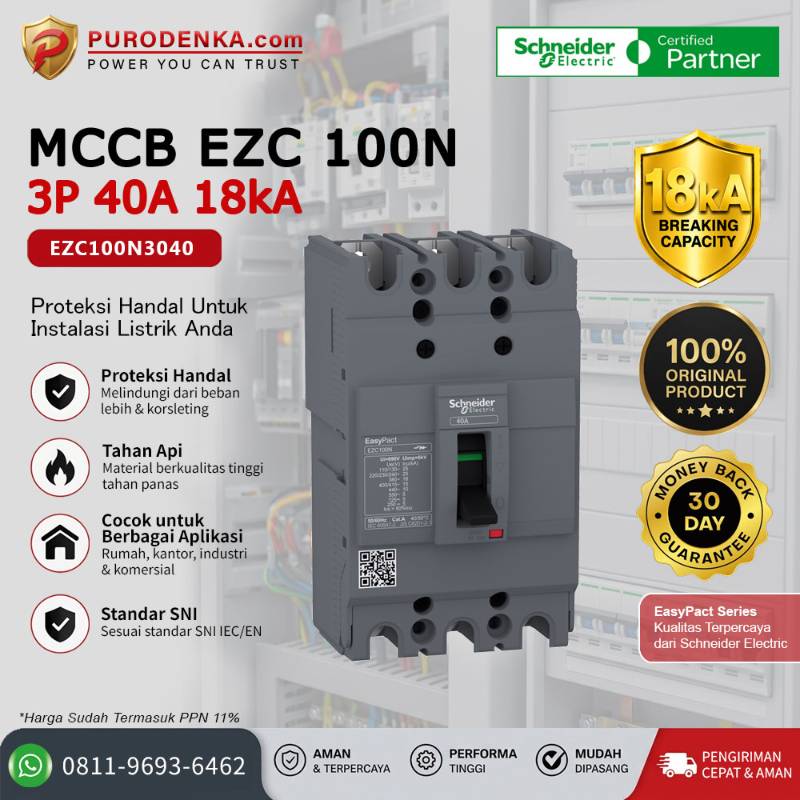 SCHNEIDER MCCB EZC100N 3P 40A 18kA EZC100N3040