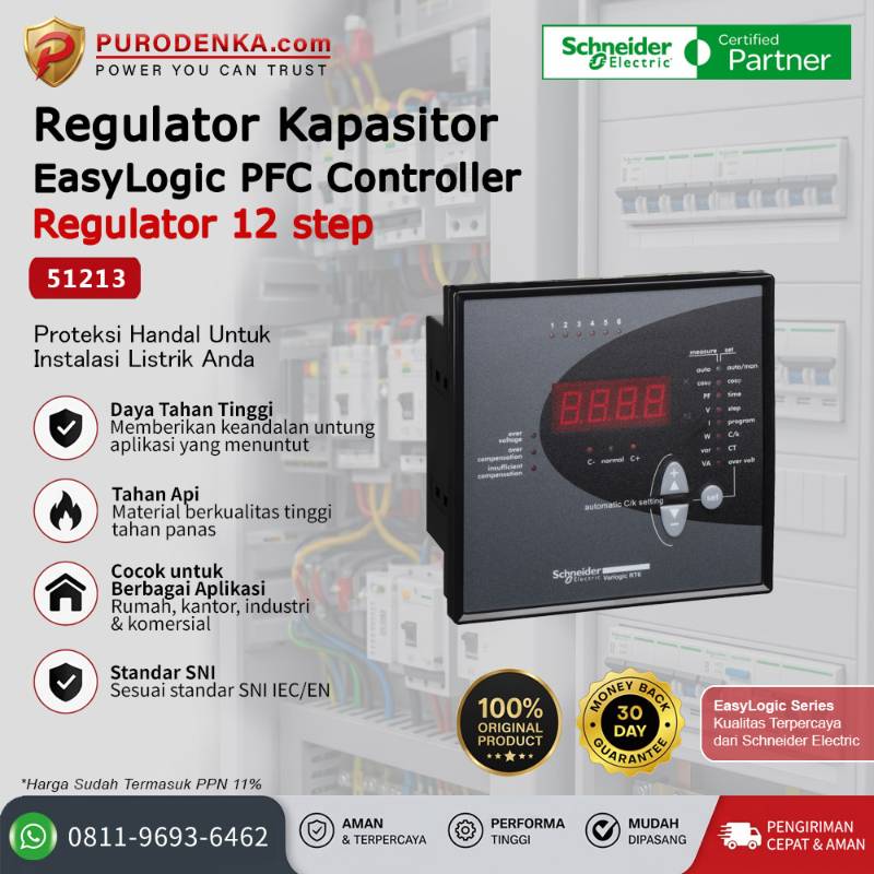SCHNEIDER Regulator Kapasitor EasyLogic PFC Controller 12 Step 51213