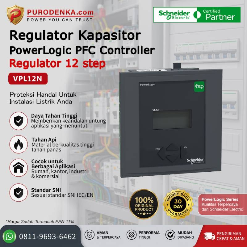 SCHNEIDER Regulator Kapasitor PowerLogic PFC Controller 12 Step VPL12N