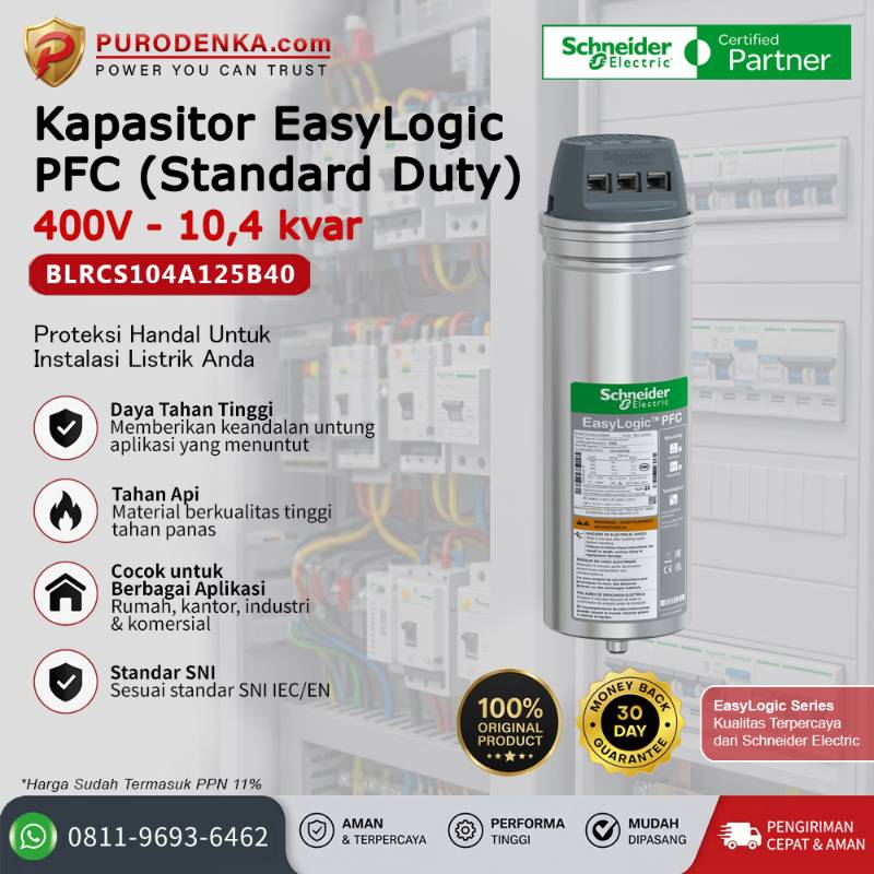 SCHNEIDER Kapasitor EasyLogic PFC (Standard Duty) 400V 10.4 kVar BLRCS104A125B40