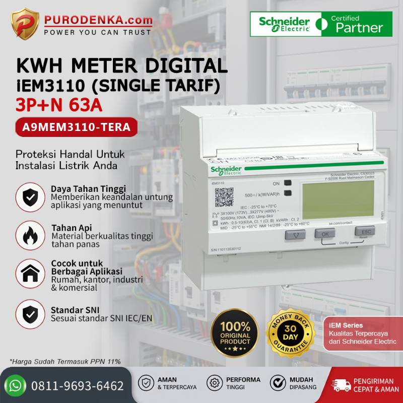 SCHNEIDER KWH Meter Digital iEM3110 (Single Tarif) 3P+N 63A A9MEM3110-TERA