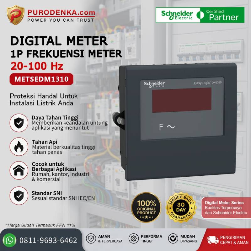 SCHNEIDER Digital Meter 1P Frekuensi Meter 20-100Hz METSEDM1310