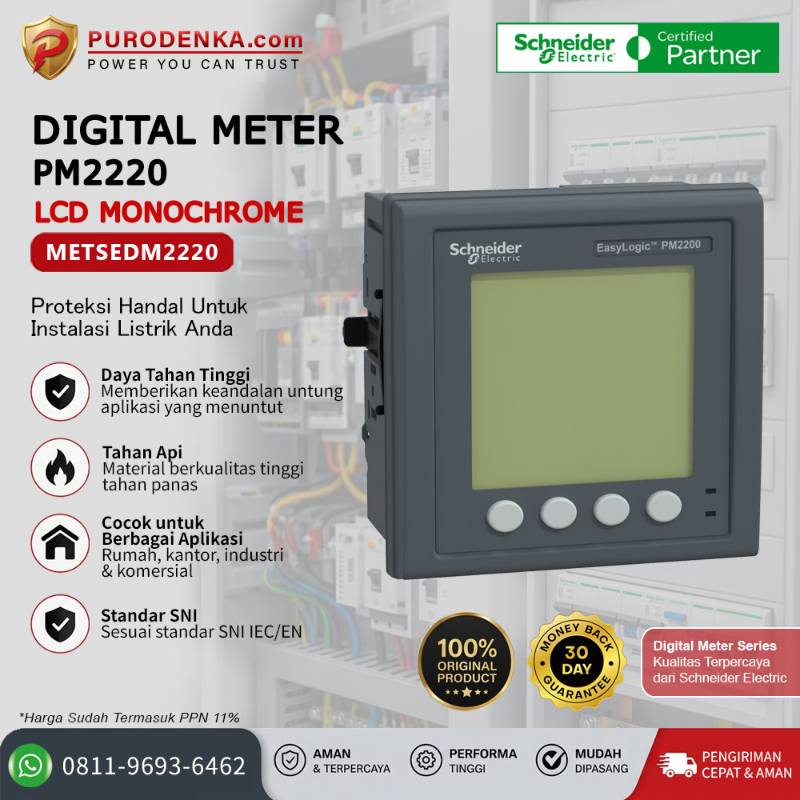 SCHNEIDER Digital Power Meter PM2220 LCD Monochrome METSEPM2220
