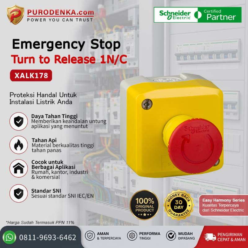 SCHNEIDER Emergency Stop Turn to Release 1N/C XALK178