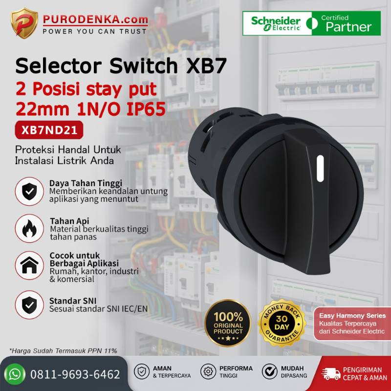SCHNEIDER Selector Switch XB7 2 posisi stay put 22mm 1N/O IP65 XB7ND21