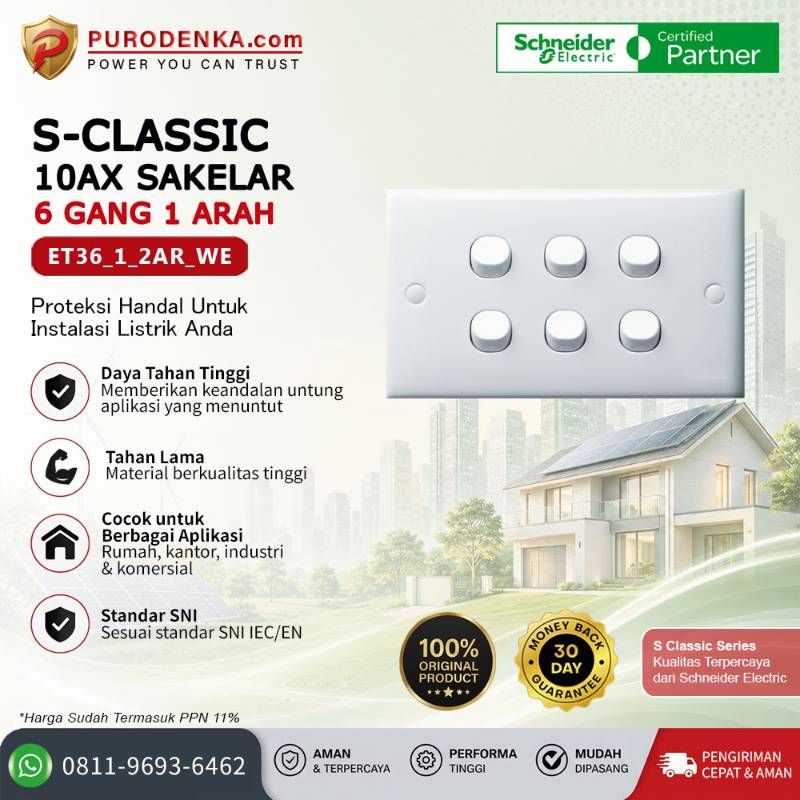 SCHNEIDER S-Classic 10AX Sakelar 6 Gang 1 Arah ET36_1_2AR_WE