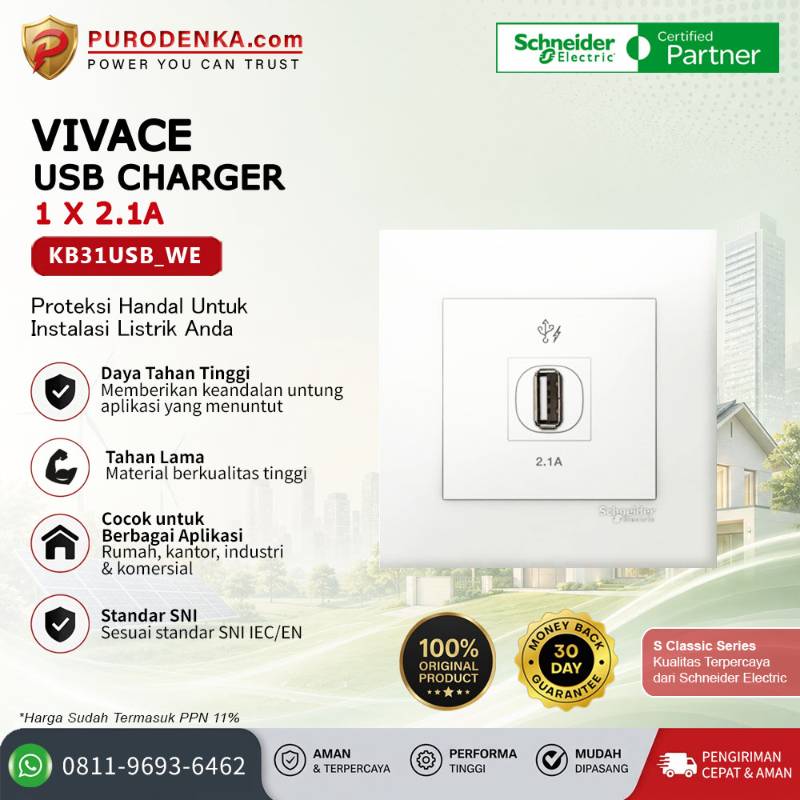 SCHNEIDER Vivace Stopkontak USB Charger 1x2.1A KB31USB_WE