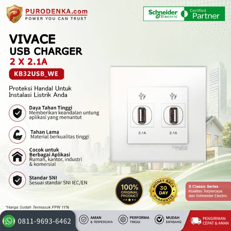 SCHNEIDER Vivace Stopkontak USB Charger 2x2.1A KB32USB_WE