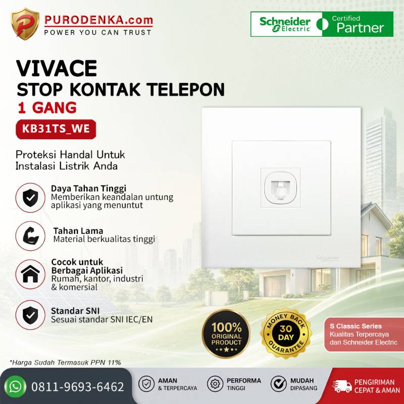 SCHNEIDER Vivace Stopkontak Telepon 1 Gang KB31TS_WE