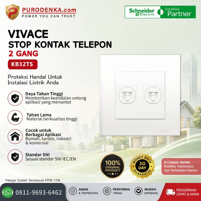 SCHNEIDER Vivace Stopkontak Telepon 2 Gang KB32TS