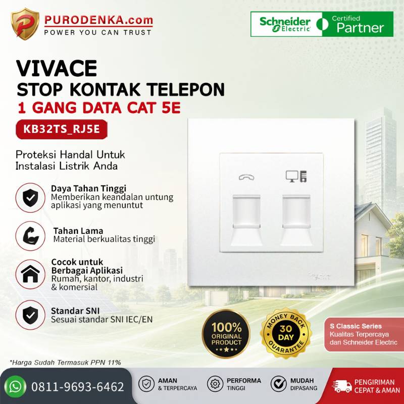 SCHNEIDER Vivace Stopkontak Telepon & Data Cat 5E KB32TS_RJ5E