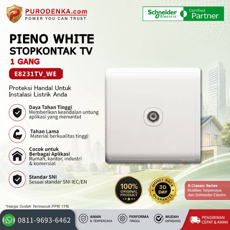SCHNEIDER Pieno White Stopkontak TV 1 Gang E8231TV_WE