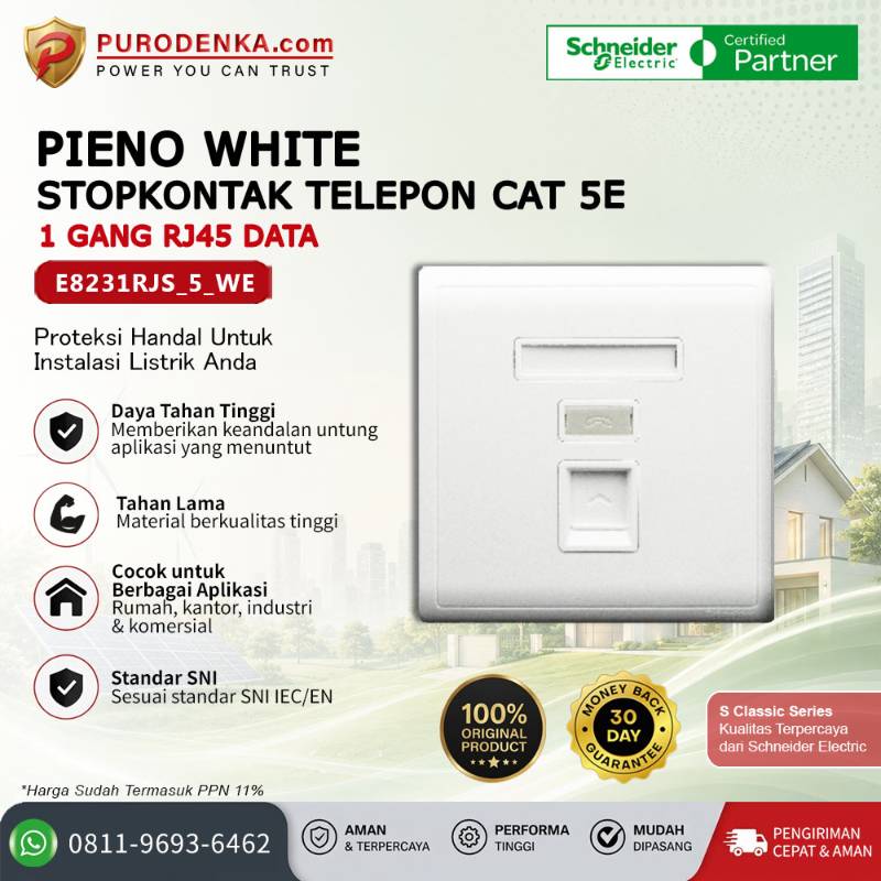 SCHNEIDER Pieno White Stopkontak DATA RJ45 CAT5E E8231RJS_5_WE