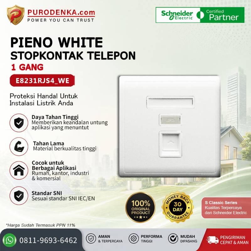 SCHNEIDER Pieno White Stopkontak Telephone 1 Gang E8231RJS4_WE