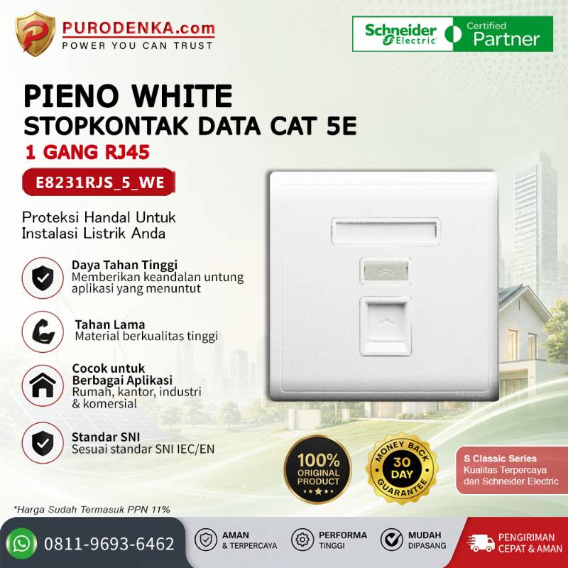 SCHNEIDER Pieno White Stopkontak DATA RJ45 CAT5E E8231RJS_5_WE