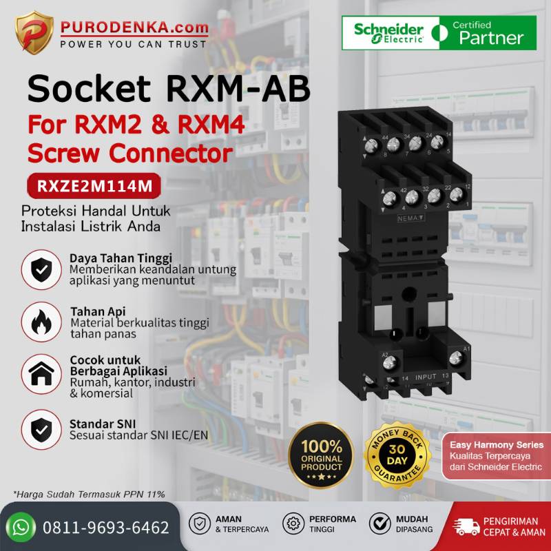 SCHNEIDER Socket RXM-AB For RXM2 & RXM4 Screw Connector RXZE2M114M