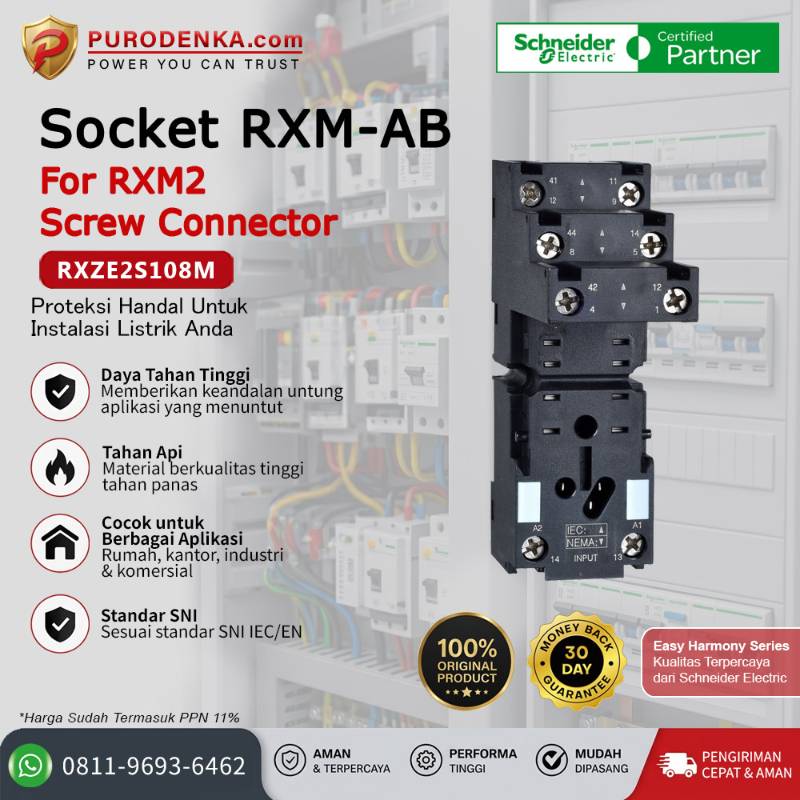 SCHNEIDER Socket RXM-AB For RXM2 Screw Connector RXZE2S108M