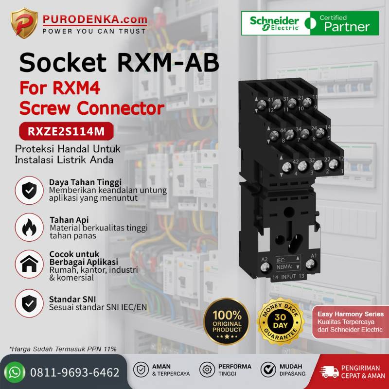 SCHNEIDER Socket RXM-AB For RXM4 Screw Connector RXZE2S114M