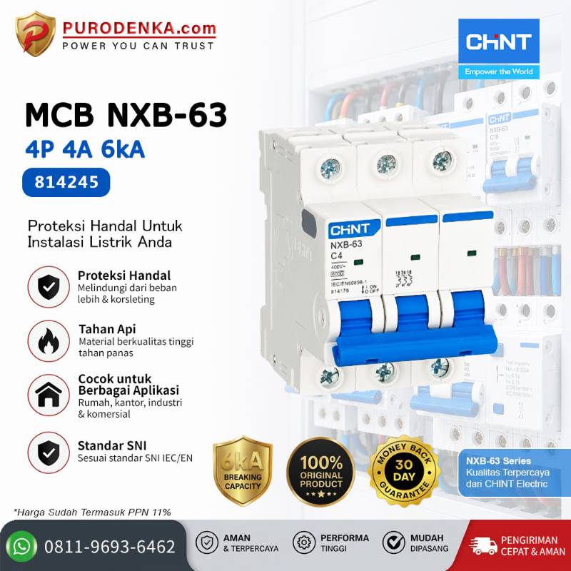 CHINT MCB NXB-63 4P 4A 6kA Kurva C 814245