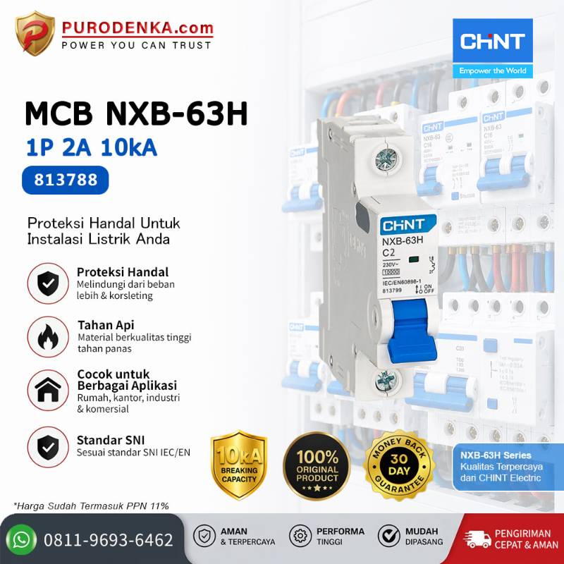CHINT MCB NXB-63H 1P 2A 10kA Kurva C 813788