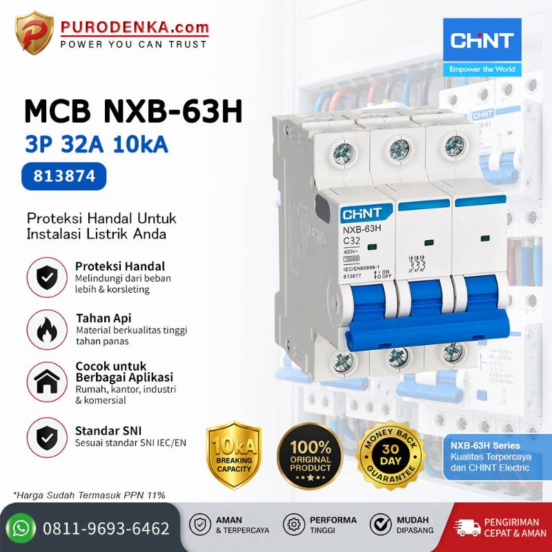 CHINT MCB NXB-63H 3P 32A 10kA Kurva C 813874