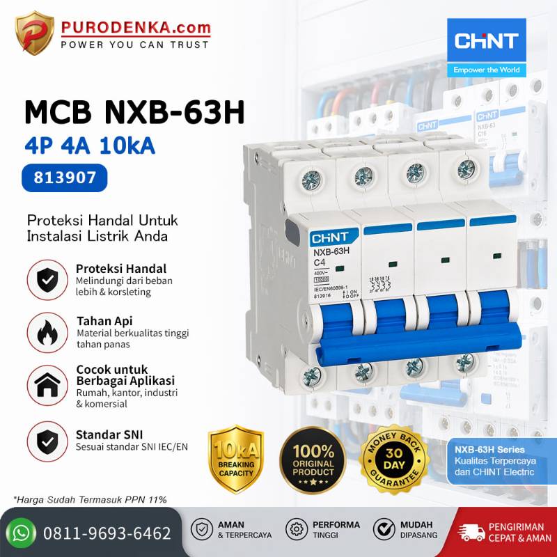 CHINT MCB NXB-63H 4P 4A 10kA Kurva C 813907