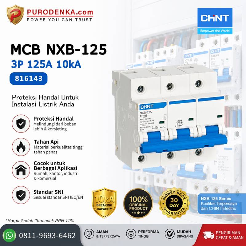 CHINT MCB NXB-125 3P 125A 10kA Kurva C 816143