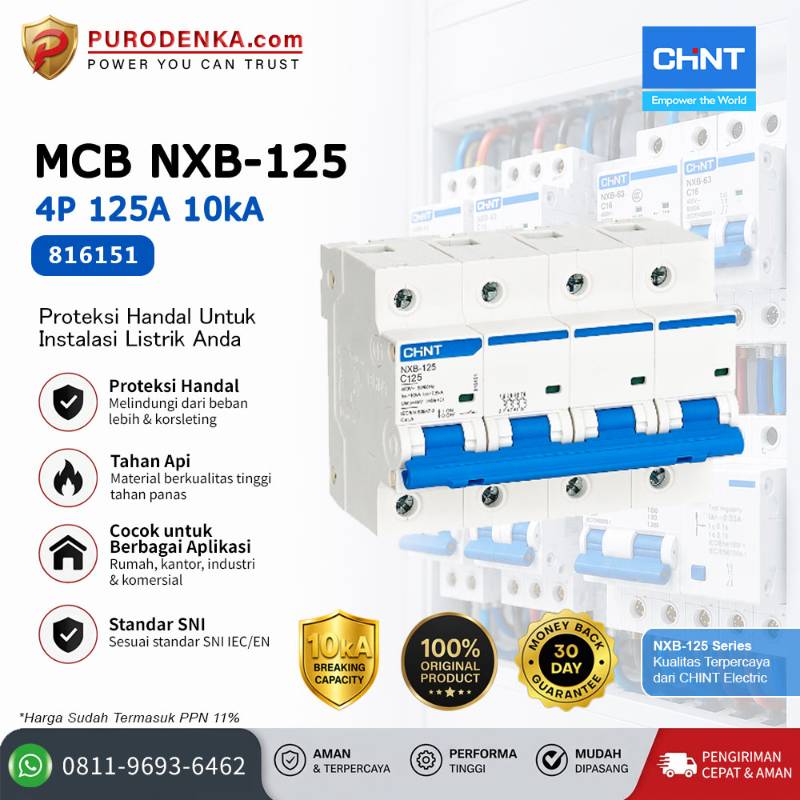 CHINT MCB NXB-125 4P 125A 10kA Kurva C 816151