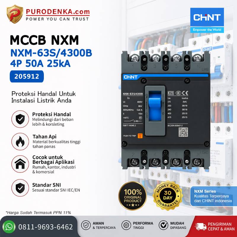 CHINT MCCB NXM-63S/4300B 4P 50A 25kA 205912