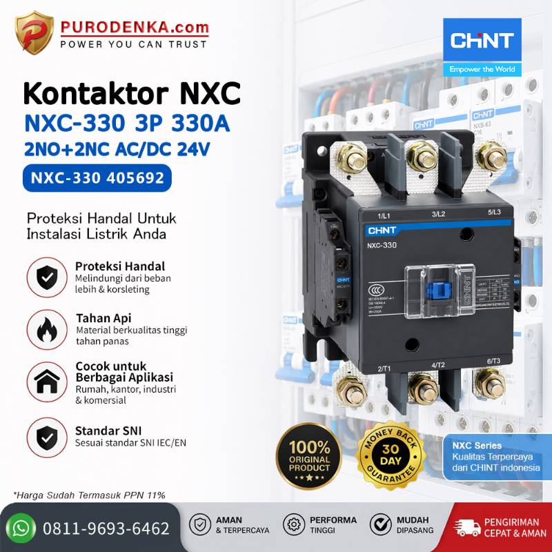 CHINT Kontaktor NXC-330 3P 2NO+2NC 330A 24V AC/DC 405692