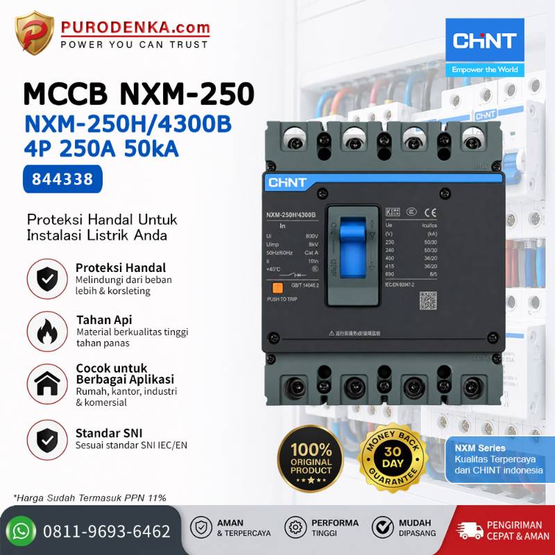 CHINT MCCB NXM-250H/4300B 4P 250A 50kA 844338